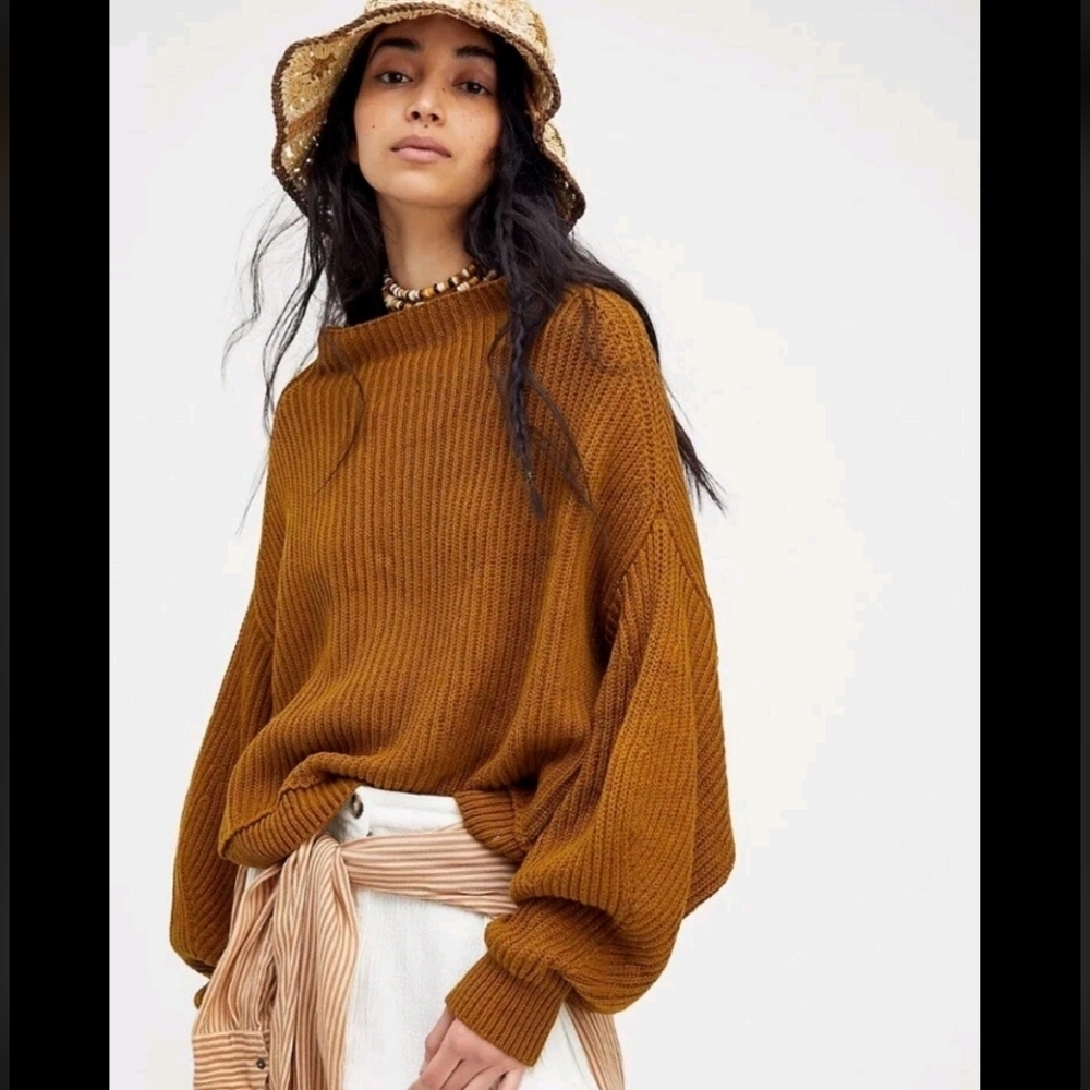 Free People Emmy Mockneck Chunkyknit Sweater Size Small
